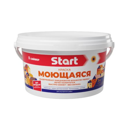Краска интерьерная МОЮЩАЯСЯ  акрил.белоснежная Start  (Сайвер) (14 кг)