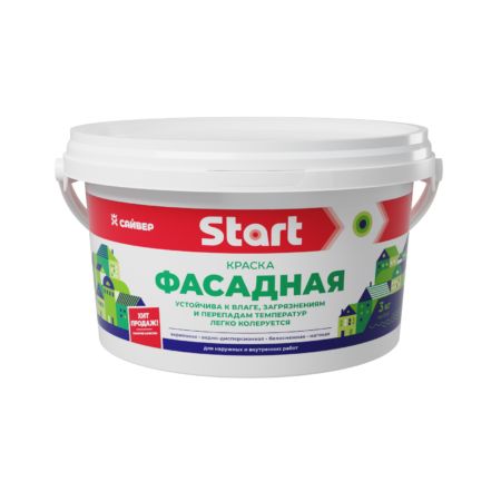 Краска ФАСАДНАЯ  акрил.белоснежная Start  (Сайвер) (14 кг)