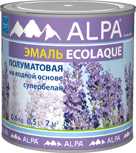 Экоэмаль ALPA белая матовая 2,5л(3,75кг) (на водной основе) рек-но для дет. и мед. учрежд.