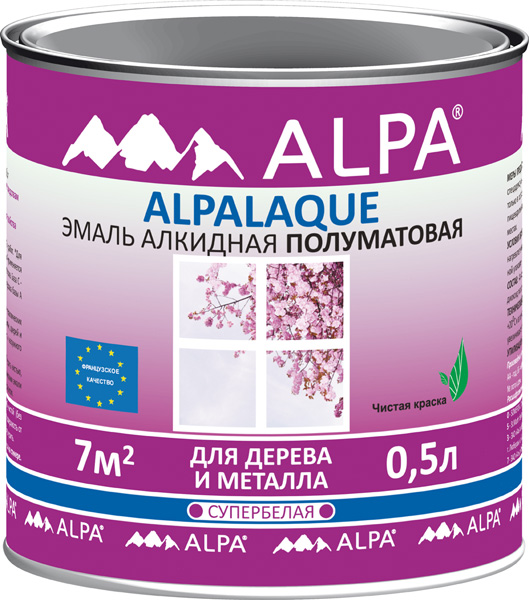 Эмаль ALPA Альпалак белая п/матовая 2.5л (3,25кг)