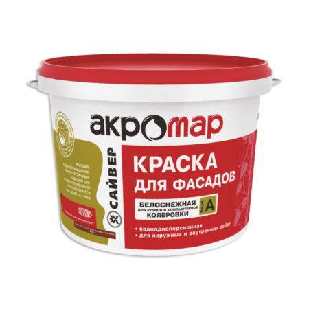 Краска ФАСАДНАЯ акрил. белоснежная АКРОМАР  (Сайвер) (14 кг)