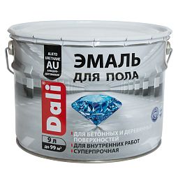 Эмаль  алк.-урет. износост.,ударопроч.,для пола серая RAL 7040  9 л DALI