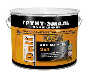 Гр-эмаль 3 в 1 по ржав.серая  RAL 7004  б/сох. (3 ч) 10 л (DALI)