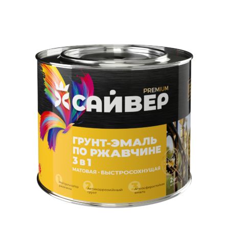 Гр-эмаль 3 в 1 по ржав. серая б/сох. (1 час) 0,9 кг (Сайвер)