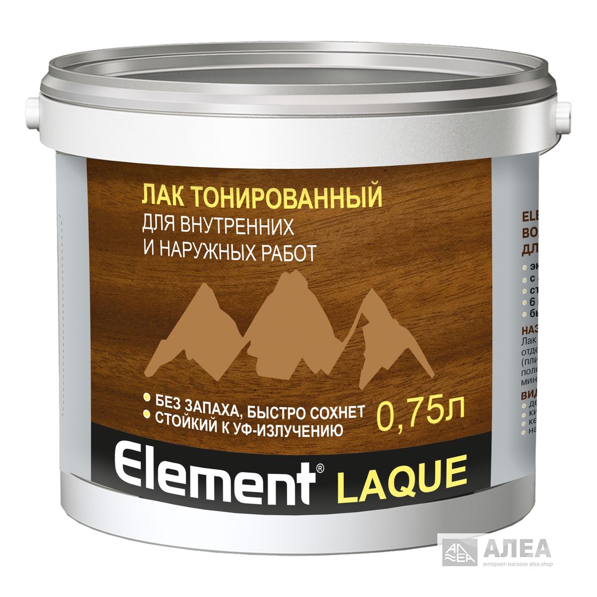 Лак акриловый тонированный Element LAQUE бесцветный 0,75 л (0,77 кг)