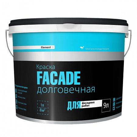 Краска ELEMENT SE FASADE, для внутренних и наружных работ, латексная 2л (3,16кг)