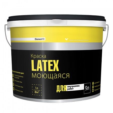 Краска ELEMENT SE LATEX, моющаяся, для внутренних работ, латексная 2л (3,16кг)