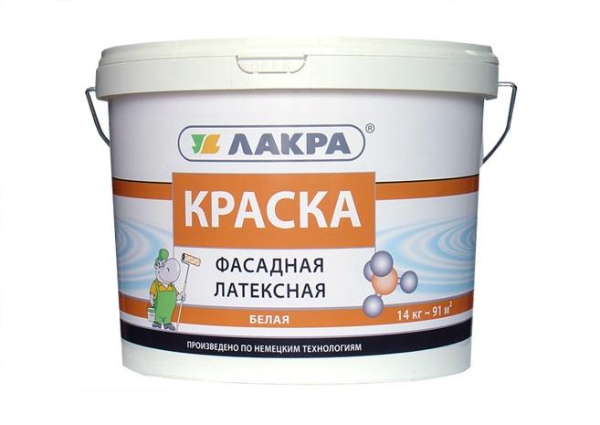 Краска фасадная латексная белоснежная (ЛАКРА) (14 кг)