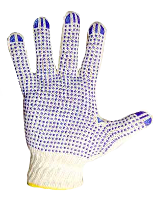 Перчатки х/б с ПВХ  ТОЧКА   7.5 кл  белые (Кр.)(в упак.10пар)