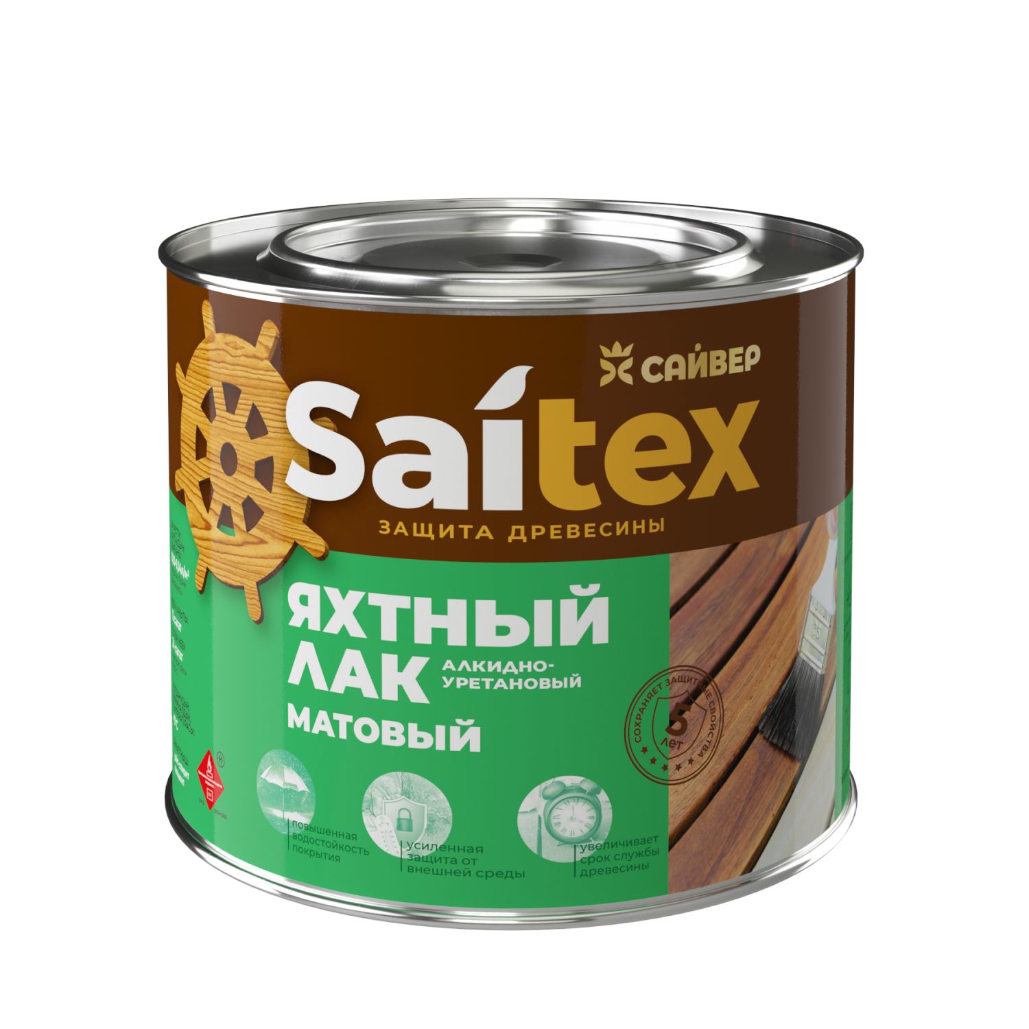 Лак яхтный матовый для дерева 0,9 л Saitex