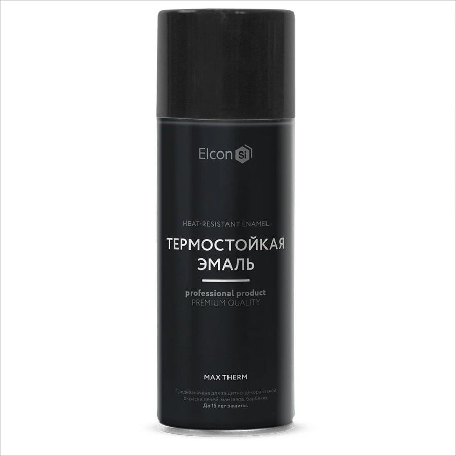 Эмаль термостойкая черная Elcon Max Them +1200°С  (в бал 520 мл)