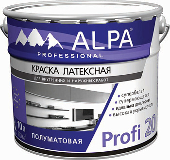 Краска ALPA ПРОФИ 20 2,5л (3,28кг) п/матовая латекс. супермоющ.рек-но для дет. и мед. учрежд.