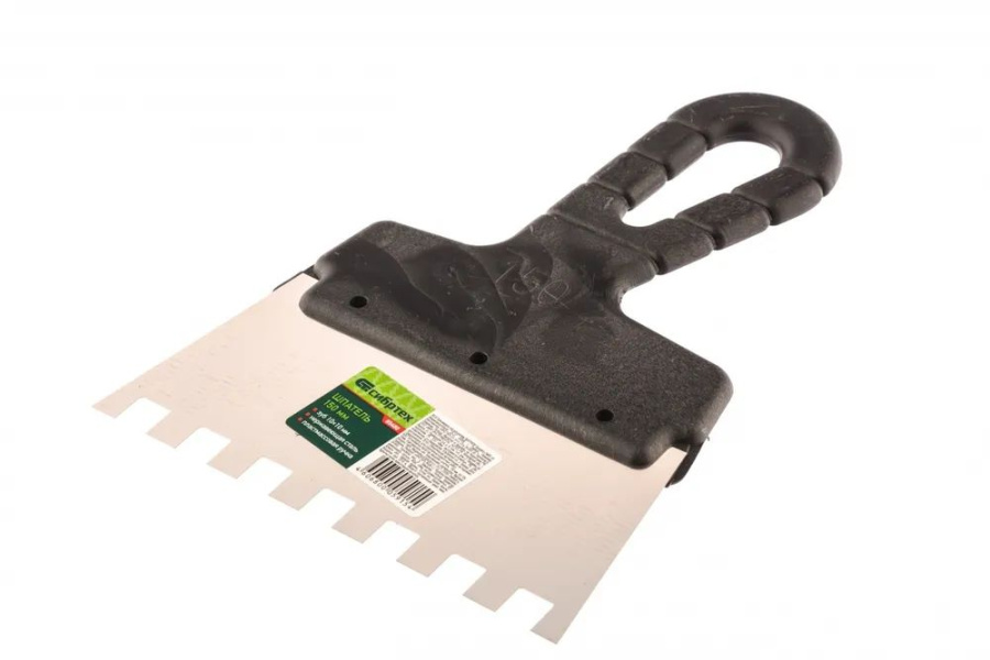 Шпатель с черн.пл.руч. 150 мм. зуб 10х10 (85480)