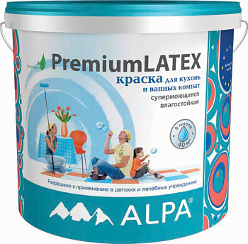 Краска ALPA DIY ПРЕМИУМЛАТЕКС 2л (3,1кг) матовая латекс. супермоющаяся рек-но для дет. и мед.учр.