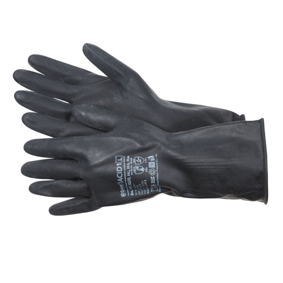 Перчатки резиновые технические GWARD ACID 1  КЩС тип 1 (Арт. HIM130) р-р 10(ХL) (12 пар)