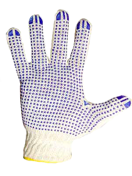 Перчатки х/б с ПВХ  ТОЧКА   7.5 кл  белые (Кр.)(в упак.10пар)